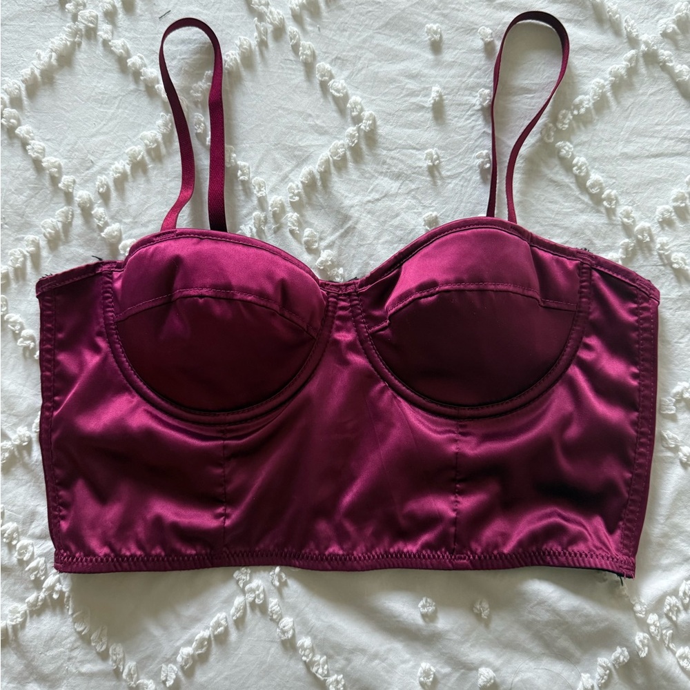 Elegant Satin Burgundy Bralette
